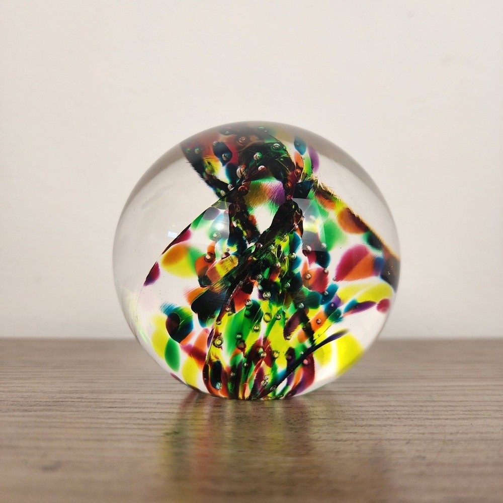 Glass Eye Studio GES 04 Paperweight‎ Rainbow Bubbles Round Ball